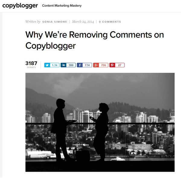 copyblogger yorumları kaldırdı