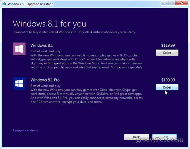 Windows 7'yi Yükseltme Yardımcısı ile Windows 8.1'e Yükseltme