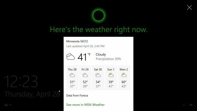 Kilit Ekranı Cortana Windows 10