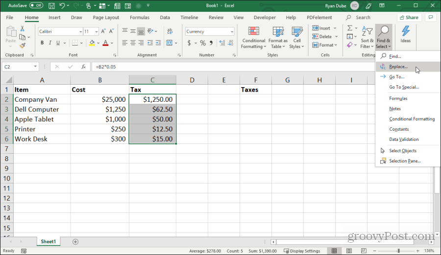 Excel'de formül karakterlerini değiştirme
