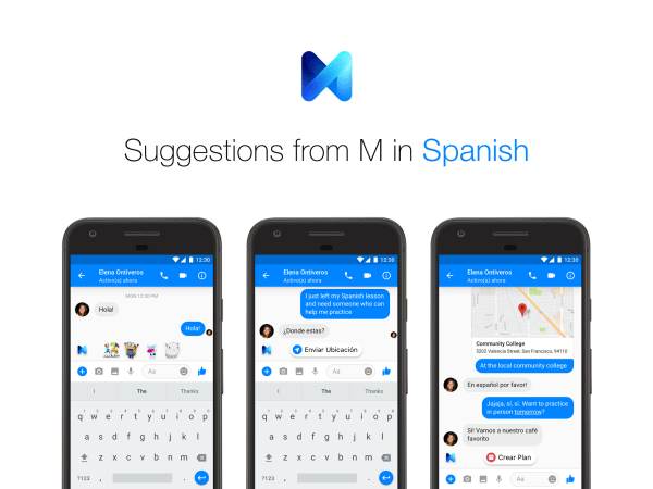 Facebook Messenger kullanıcıları artık M'den hem İngilizce hem de İspanyolca olarak öneriler alabilir.