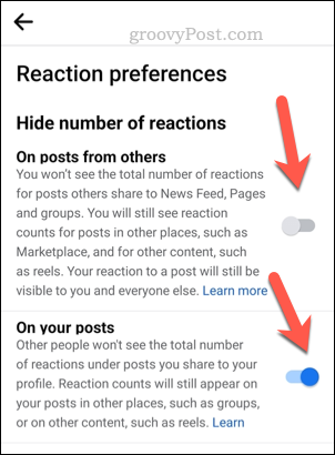 Mobil cihazda Facebook reaksiyon ayarlarını belirleyin