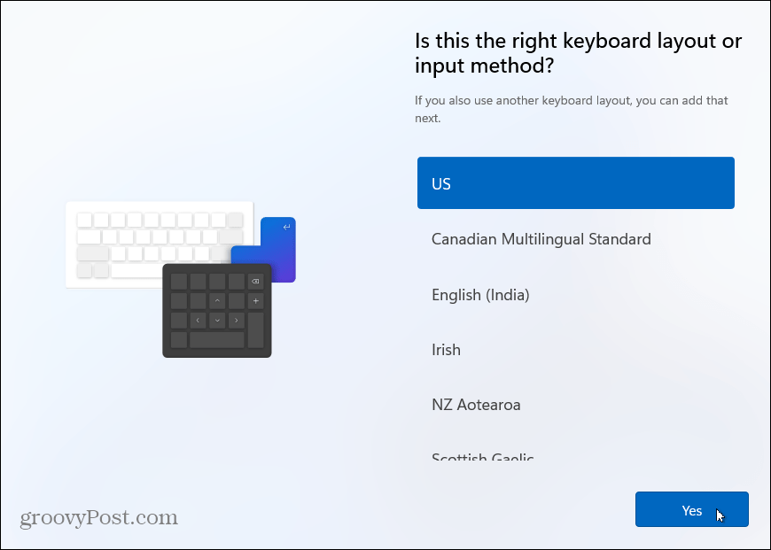 Klavye düzeni Windows 11'i yükleyin