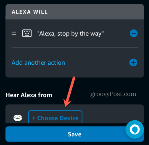 alexa uygulaması cihazı seçin