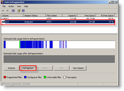 Windows XP için Disk Birleştirici Seçenekleri - Analiz ve Birleştir
