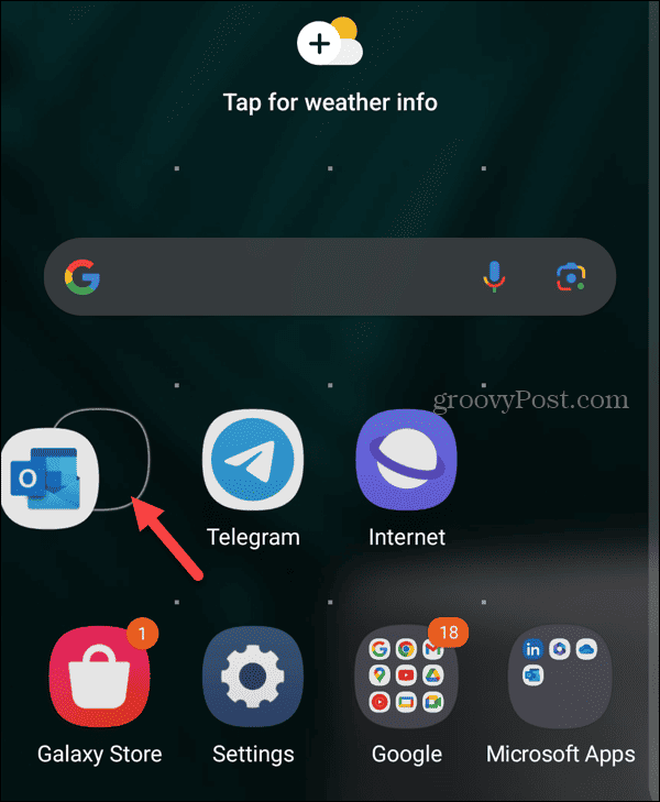 uygulamayı android ana ekranını taşı
