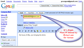 GMAIL e-posta istemcisini kullanarak txt mesajı gönderin