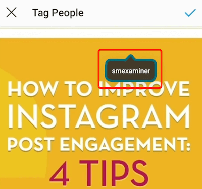 uygulandıktan sonra instagram gönderi etiketi örneği