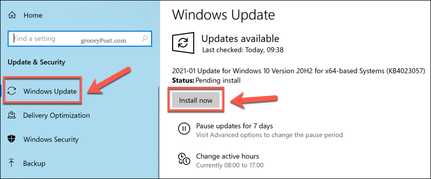 Yeni Windows güncellemelerini yükleme