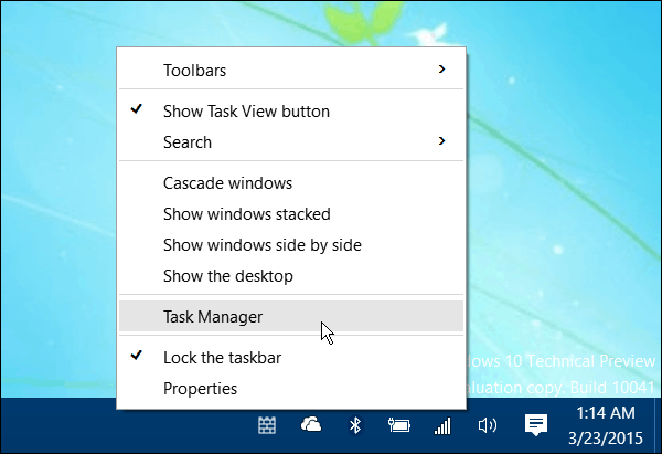 Görev Yöneticisi'ni açın Windows 10