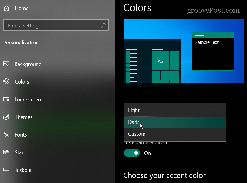 Windows 10'da Karanlık Modu Etkinleştirin