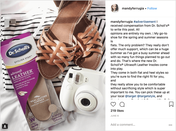 Bir güzellik ve yaşam tarzı Instagram etkileyicisi olan Mandy Ferrugia, bu sponsorlu gönderide Dr. Scholl'un daire iç tabanlarının tanıtımına yardımcı oldu.