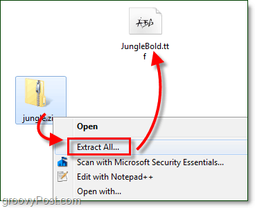 Windows 7 ile kullanmak için ücretsiz indirilmiş bir yazı tipini açmak