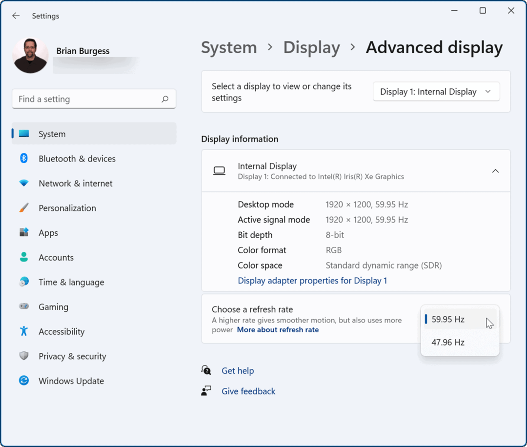 Windows 11'de Yenileme Hızı Nasıl Değiştirilir