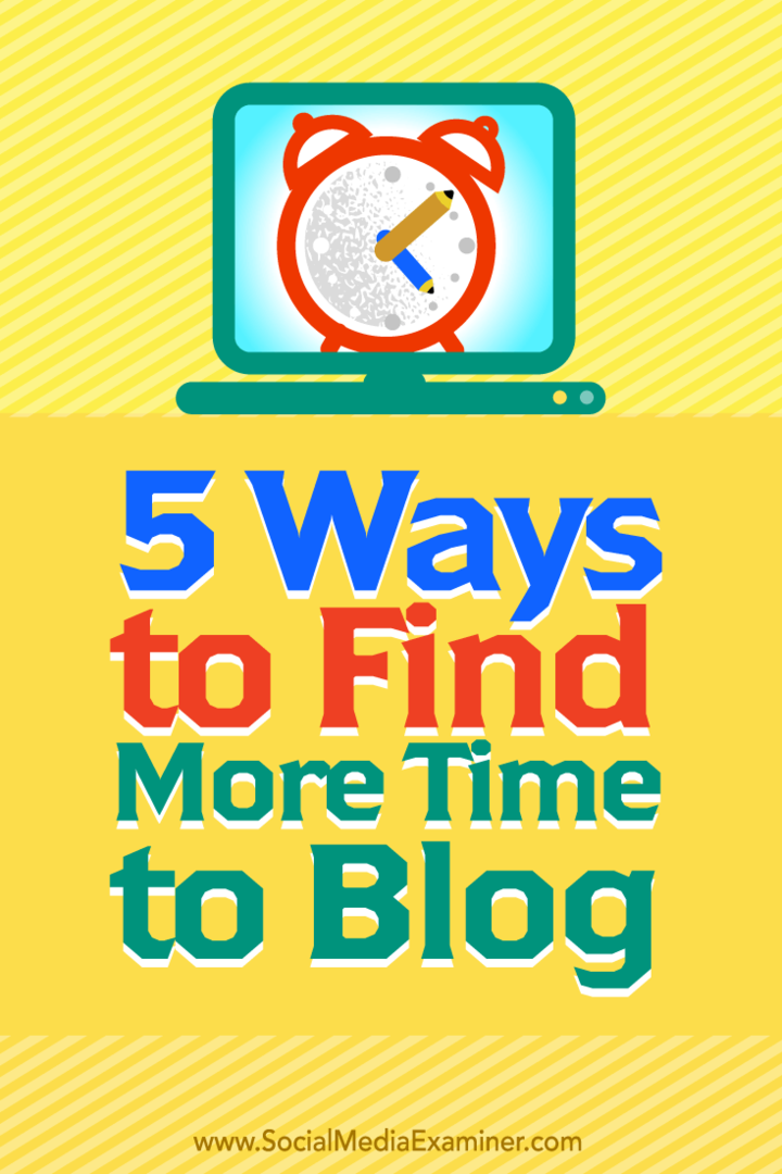 Blog yazmak için daha fazla zaman bulmanın beş yolu hakkında ipuçları.