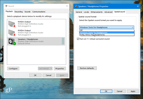 Windows 10 Mekansal Ses Ayarı
