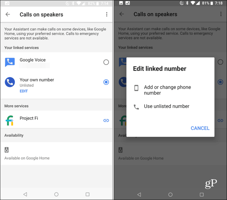 Google Home akıllı Hoparlörde Android Çağrıları