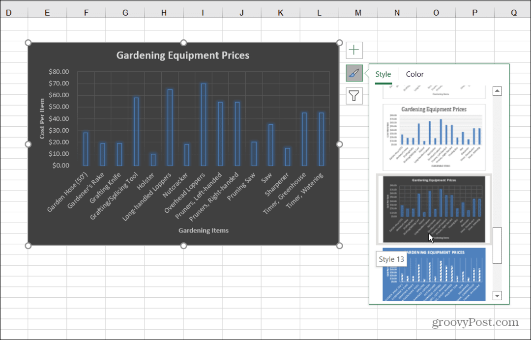 Çubuk Grafik Stilleri Excel