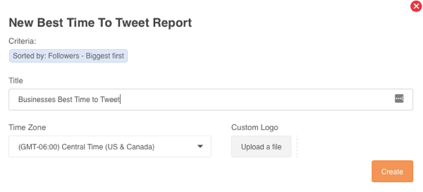 Audiense'de Tweetlemek için En İyi Zaman raporu oluşturun.