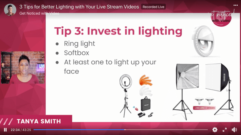 canlı yayın yayınlarınızı iyileştirmek için video ışıklandırma ipuçlarının ekran görüntüsü