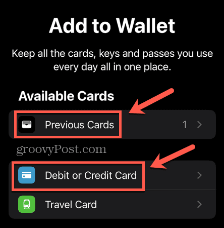 apple pay önceki kartı veya yeni banka kartını veya kredi kartını ekle