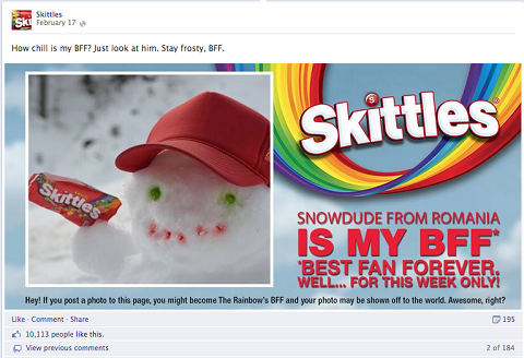 skittles bff facebook'ta gönderi