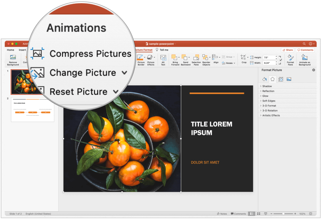 PowerPoint Mac resimleri sıkıştır