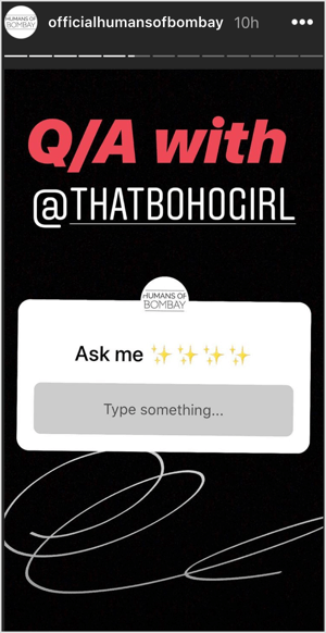 AMA için sorular soran Instagram Hikayeleri Sorular etiketi.