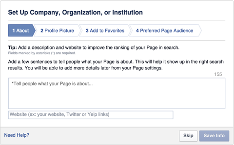 facebook şirket organizasyonu veya kurumu sayfası kurulumu