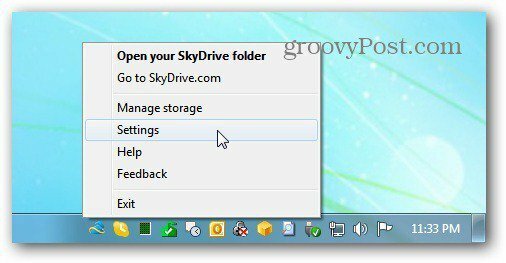 SkyDrive Menüsü