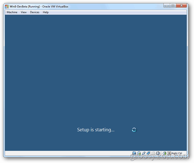 VirtualBox Windows 8 kurulumu başlıyor