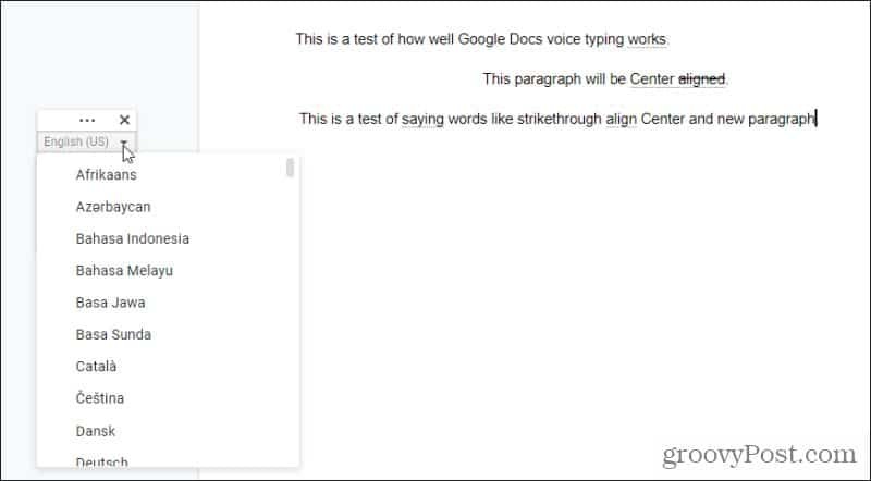 google docs sesle yazma dilleri