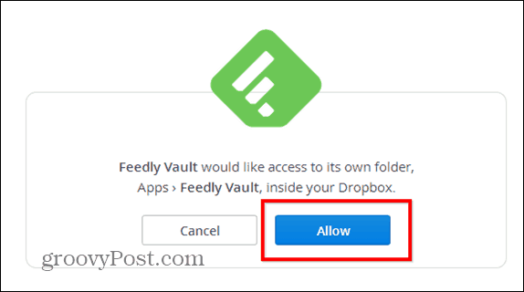 Feedly beta dropbox kasası db'ye izin verir