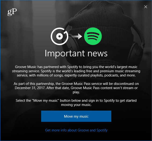 Microsoft Groove Müzik İletiyi Spotify'a Taşıma