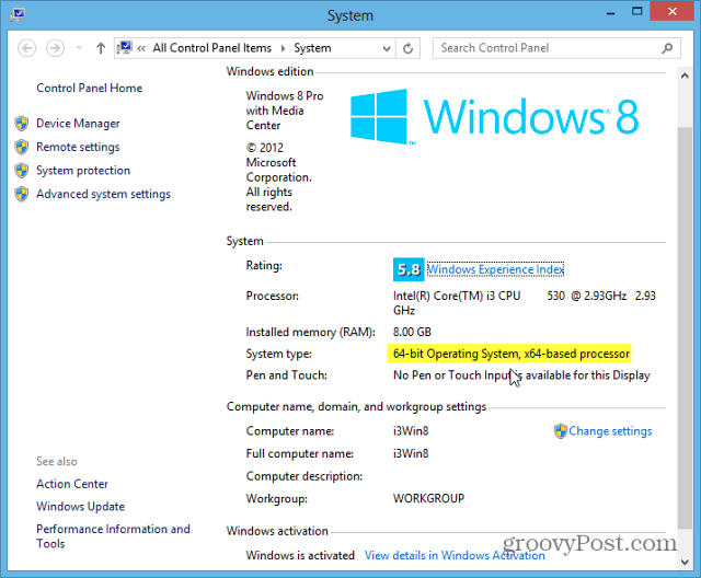 Windows 8 Sistem Türü