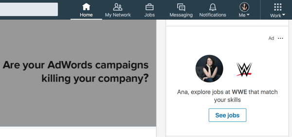 Hedeflenen LinkedIn dinamik reklam örneği.