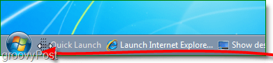 görev çubuğunu hızlı başlatmayı Windows 7'deki başlat menüsüne doğru sürükleyin
