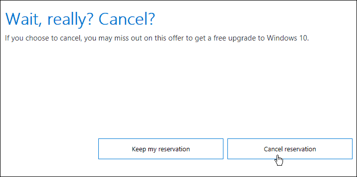 Windows 10 Yükseltme Rezervasyonunuzu İptal Etme