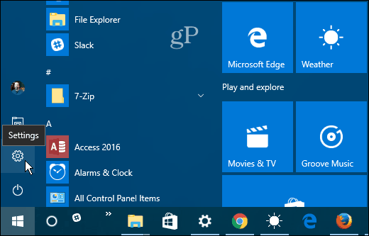 1 Ayarlar Windows 10 Başlat