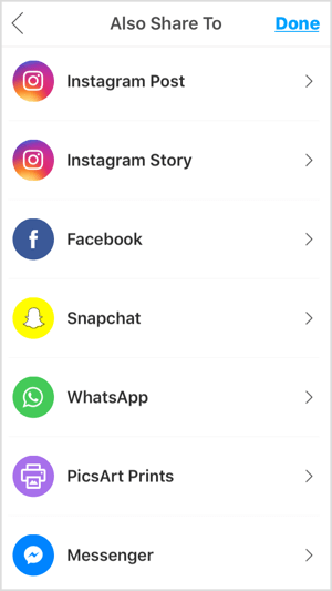PicsArt gibi mobil uygulamalar, fotoğrafınızı Instagram, Facebook ve diğer platformlarda paylaşmanıza olanak tanır.