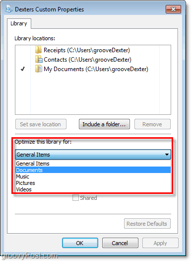 Windows 7'deki kitaplıkların daha da fazla özelliğini ayarlama