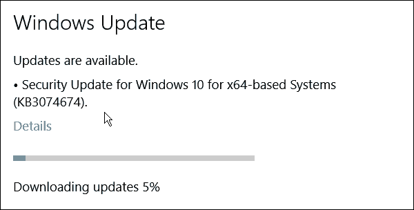 Windows 10 Başka Bir Düzeltme Toplaması Alır (KB3074674)