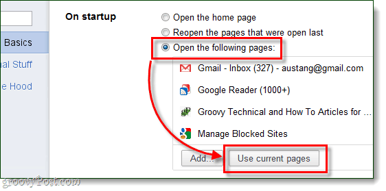 Chrome başlangıç ​​özel sayfa listesi