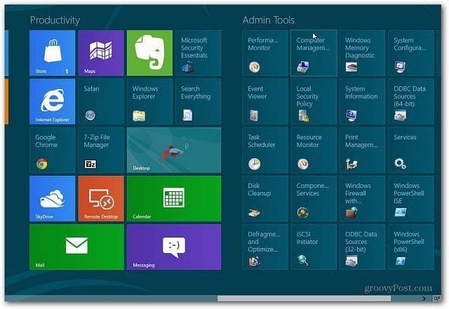 Windows 8 Başlangıç ​​Ekranına Yönetimsel Araçlar Ekleme
