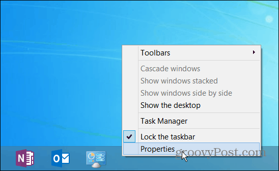 Görev Çubuğu Özellikleri Windows 8.1
