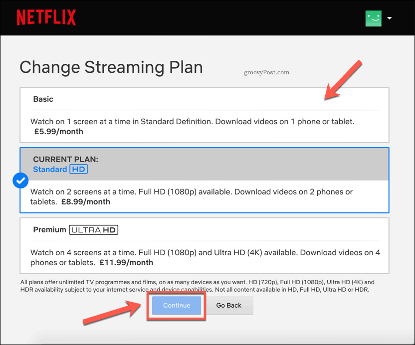 Netflix abonelik planlarını değiştirme