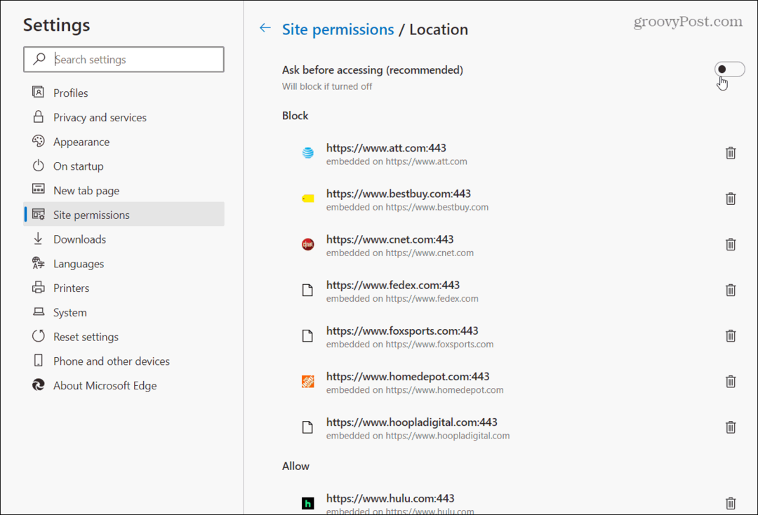 Microsoft Edge'de Site İzinlerini Etkinleştirme veya Devre Dışı Bırakma