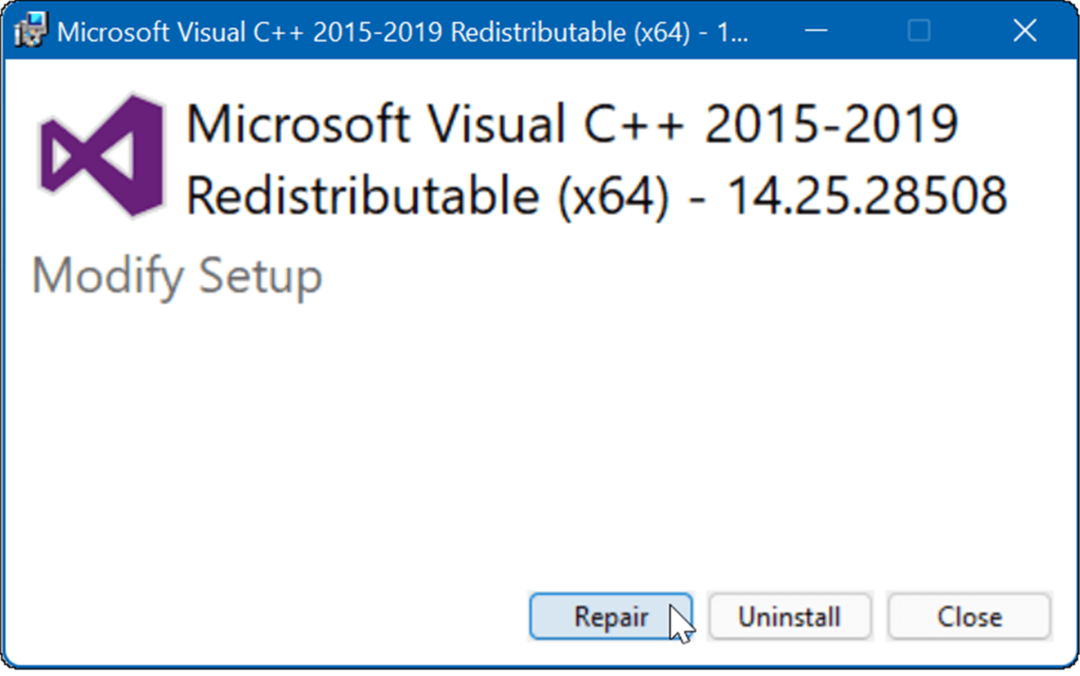 Microsoft Visual C Yeniden Dağıtılabilir'i onarın