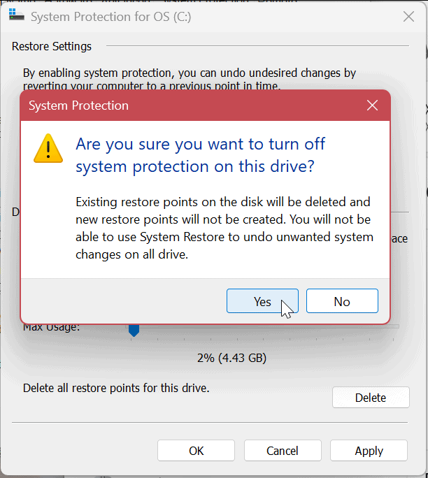 Windows 11'de Sürücüler için Sistem Koruması