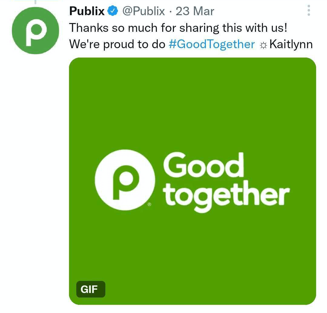 GIF'li Publix tweet'inin görüntüsü